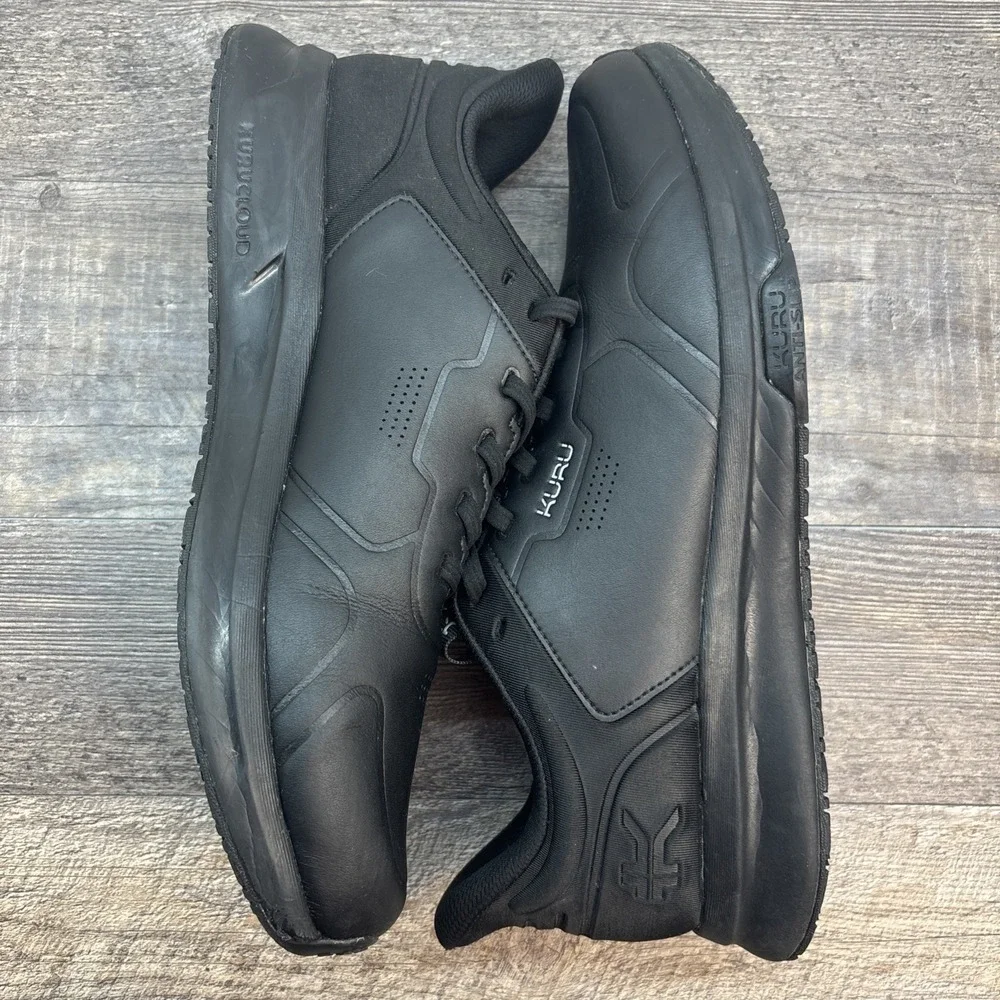 KURU Shift Men's 12 Sneaker Shoe‎ Jet Black Leather Anti-Slip Walking Work